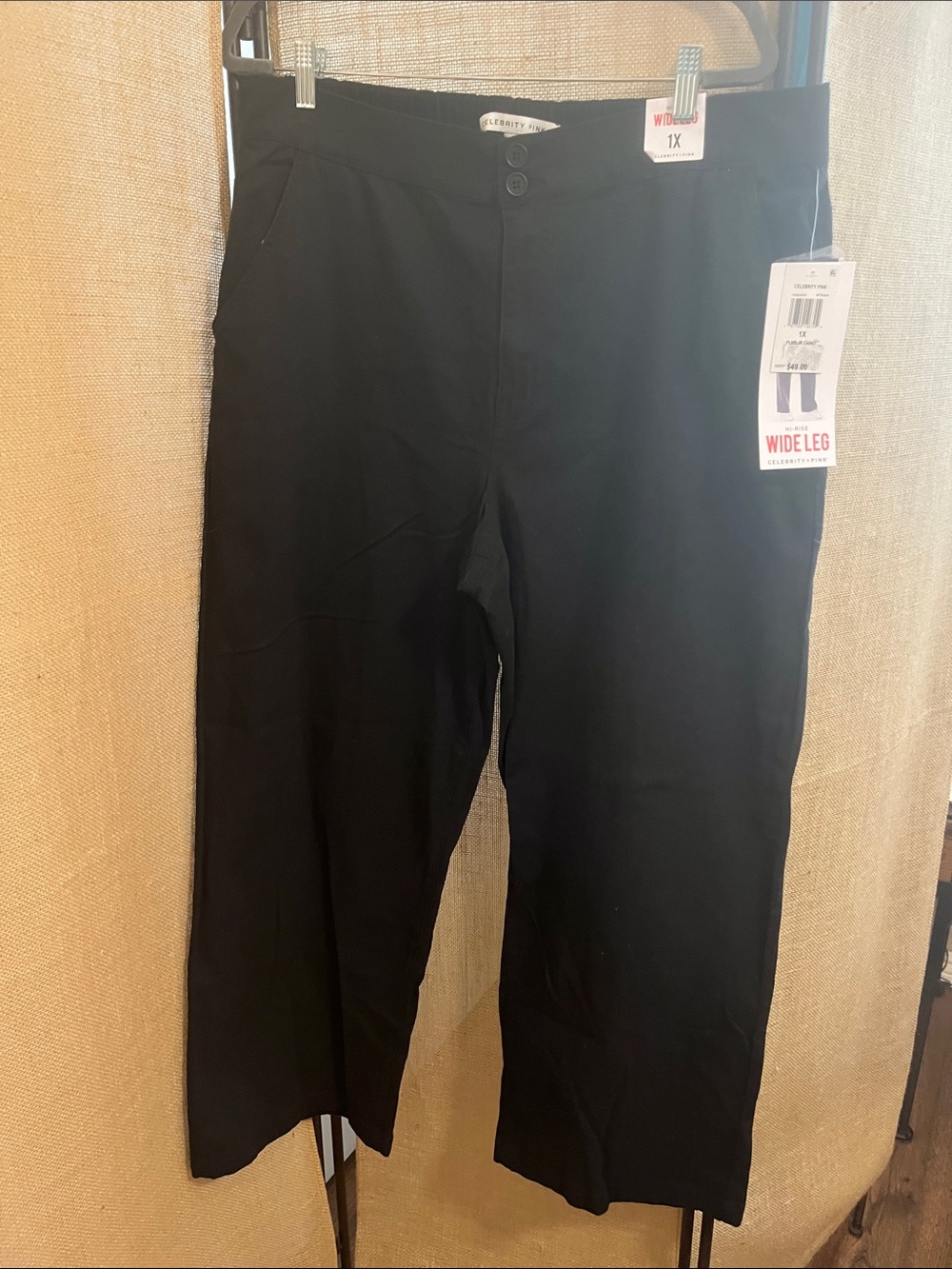 Celebrity Pink Jet Black Hi-Rise Wide Leg Pants - Picture 3 of 4